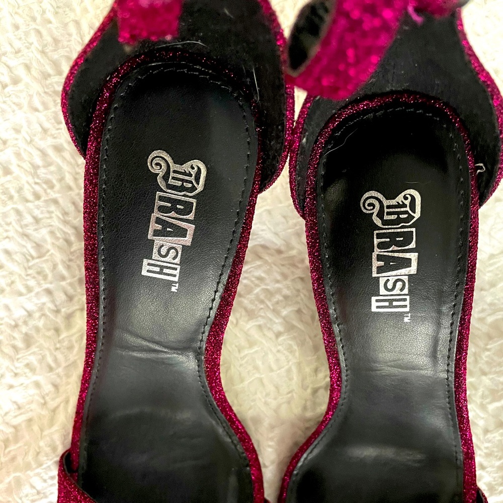 Brash Sparkly Magenta Chunk Heel Size 7 - Picture 6 of 10